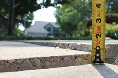 cracked unlevel concrete before MDH Foundation Repair