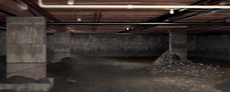 dirty crawl space before encapsulation