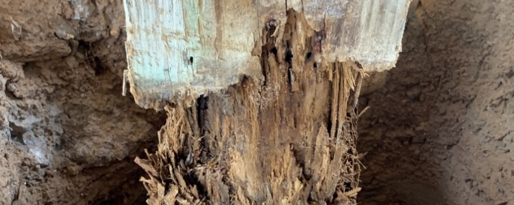 split and unstable wood pile for a coastal home